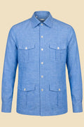 Light Blue Twill Guayabera Sahariana