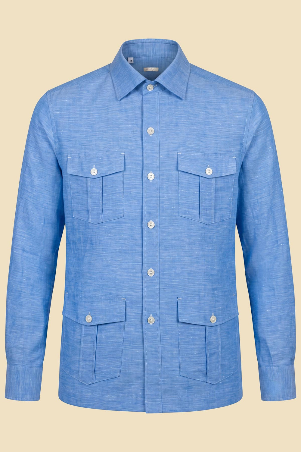 Light Blue Twill Guayabera Sahariana