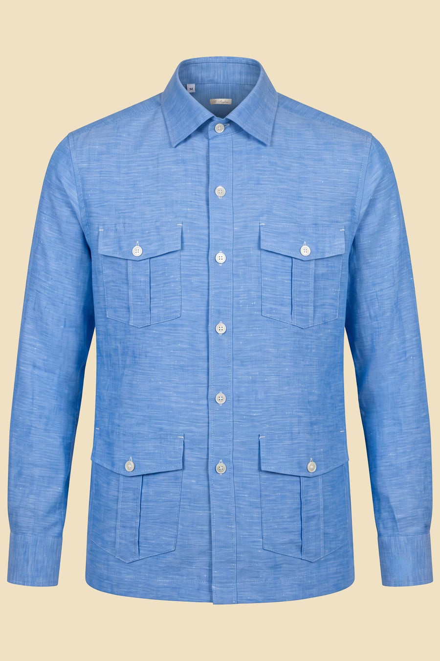 Light Blue Twill Guayabera Sahariana