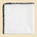 G. Inglese Navy Blue Ruffolo Stitch Pocket Square handmade in Italy in cotton