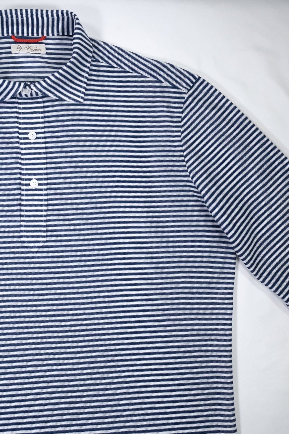 Blue Striped Cotton Piquet JFK Polo