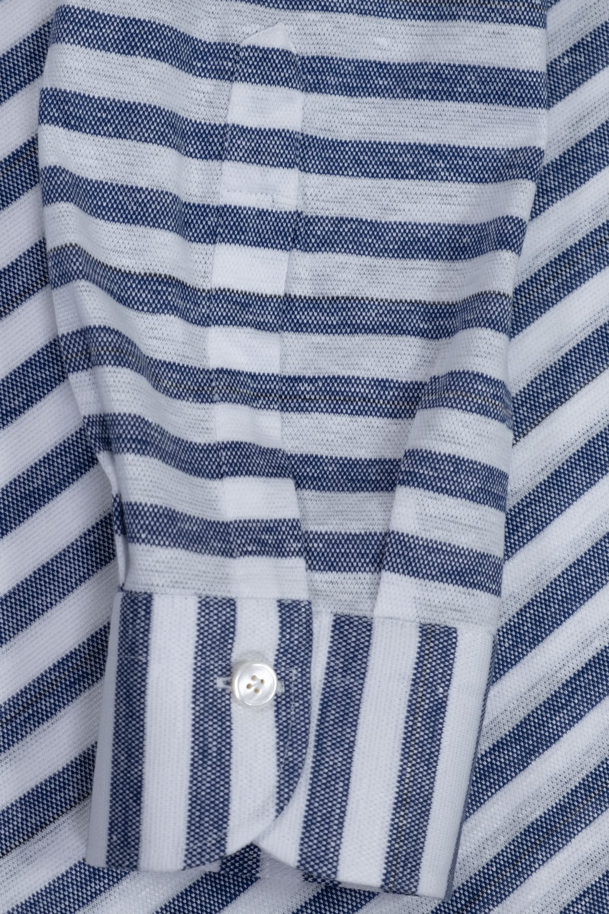 Polo Mastroianni in cotone e lino a righe blu