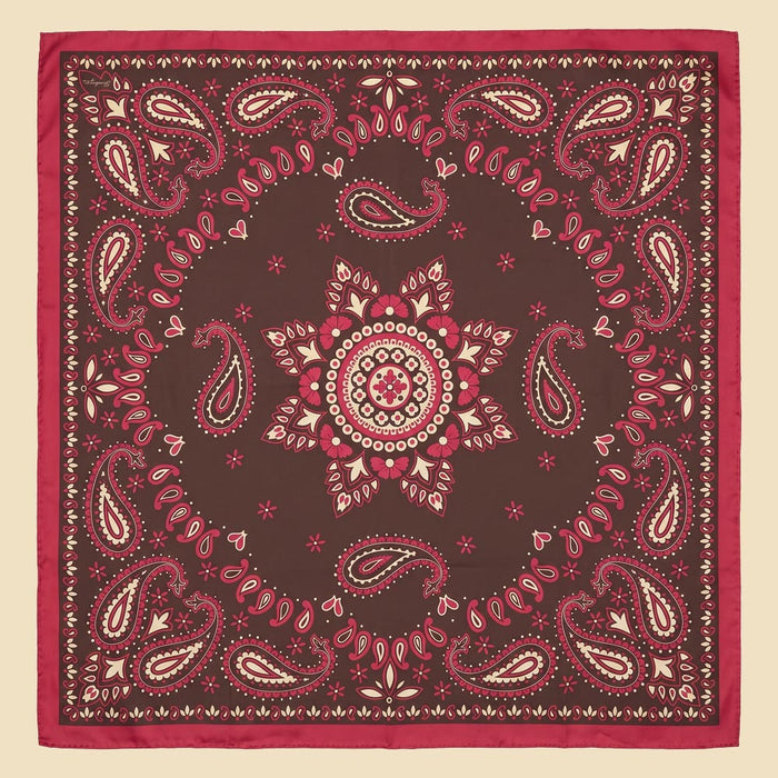 Pure Silk Red Foulard with Paisley Motif