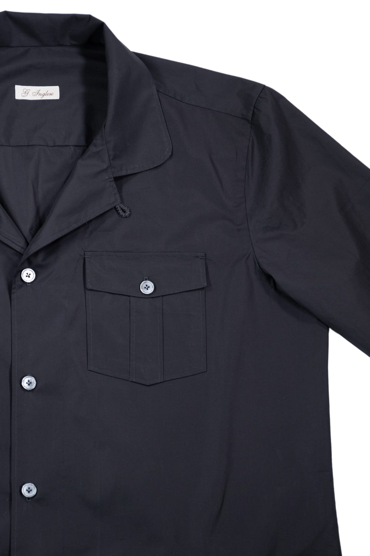 Black Poplin Sahariana Guayabera