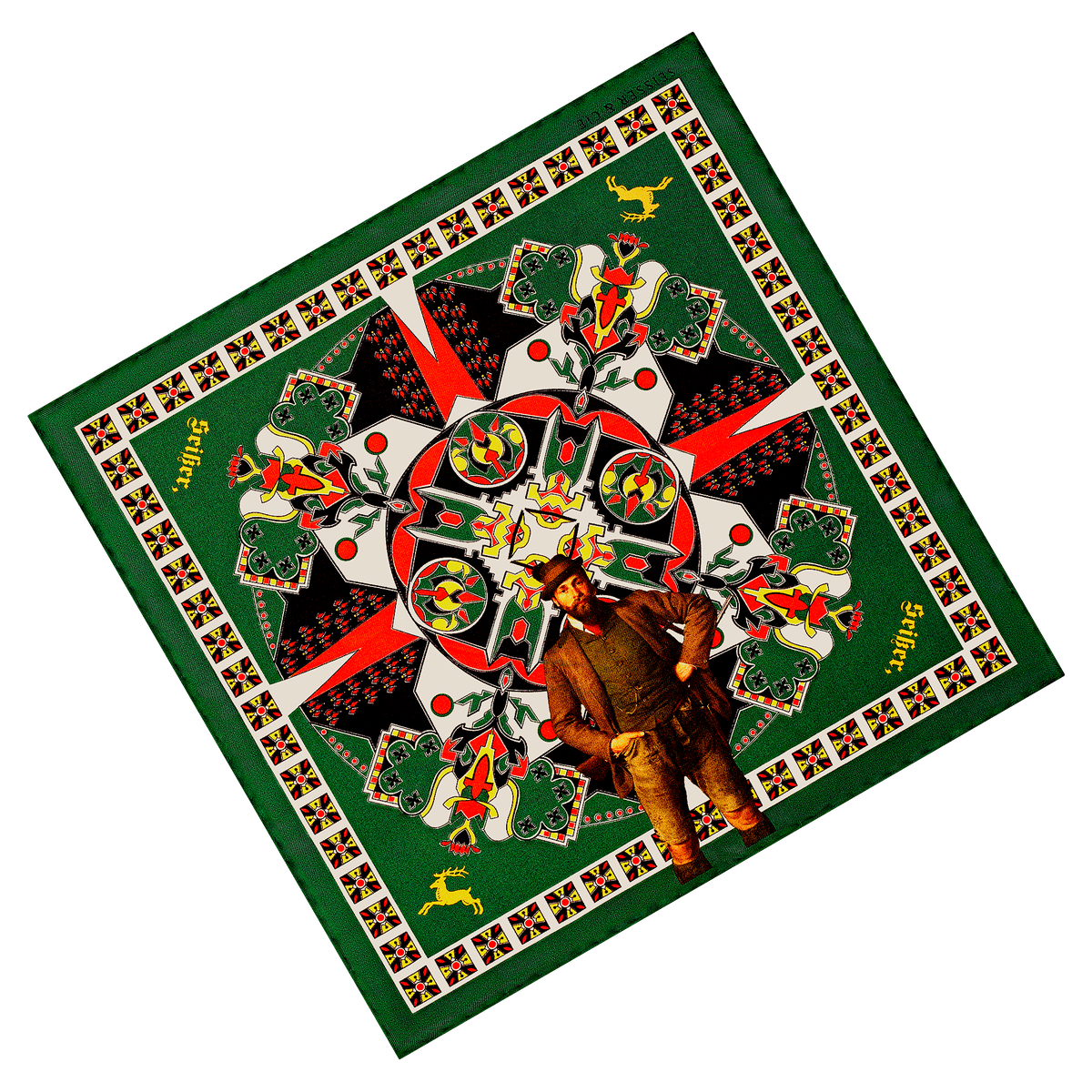 Seisser & Cie. Silk Pocket Square “Sommerfrische Aussee“ (Racing Green, 25×25)