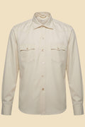 G. Inglese White Tasmanian Wool Western Shirt handmade in Italy