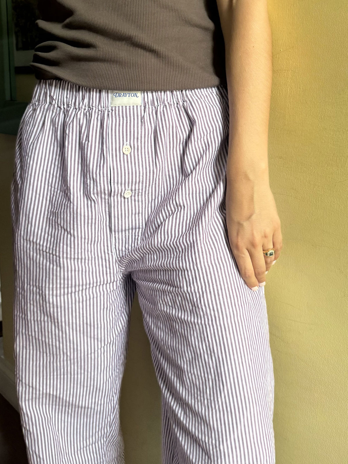 Chocolate Oxford Stripe Pyjama Trouser