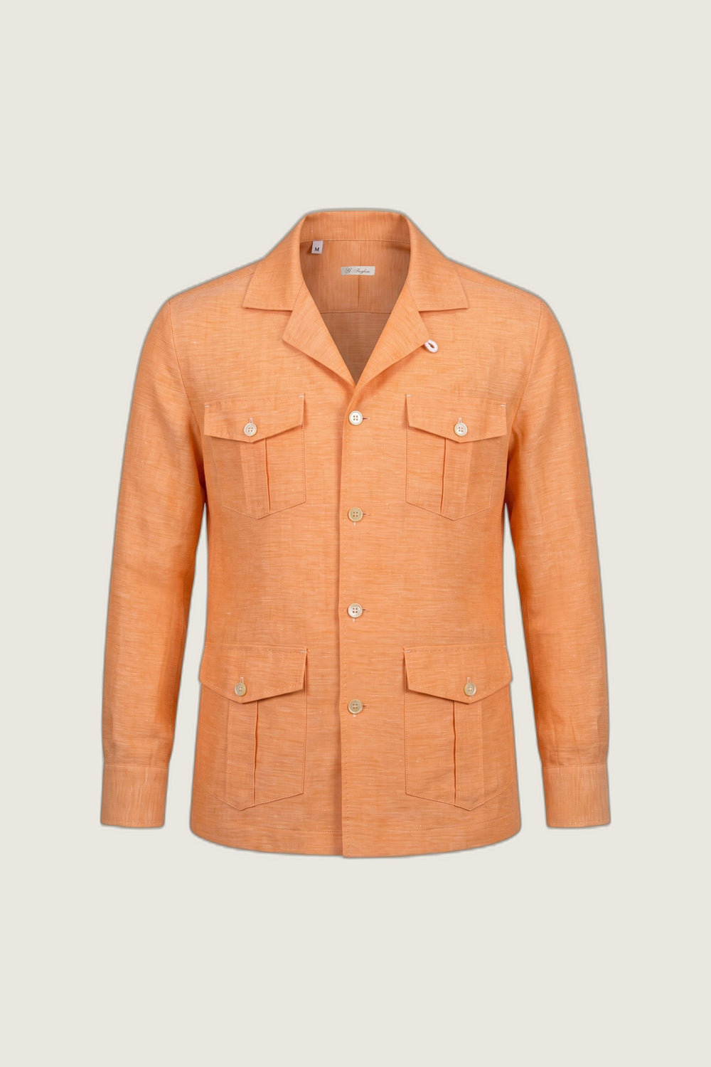 Orange Twill Guayabera Sahariana