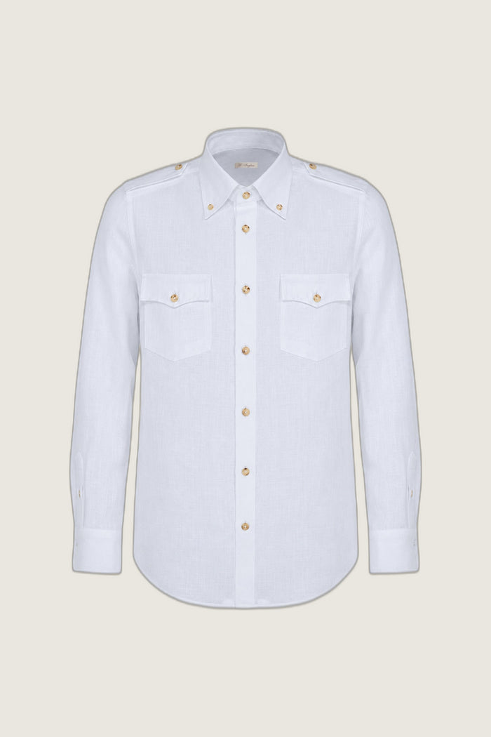 White Linen Western Shirt