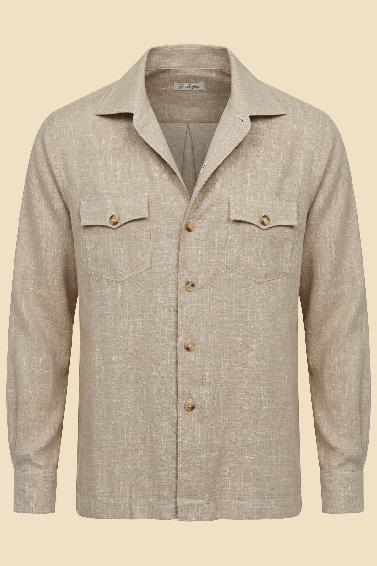 G. Inglese Bamboo Yarn Sahariana Jacket handmade in Italy with Capri collar